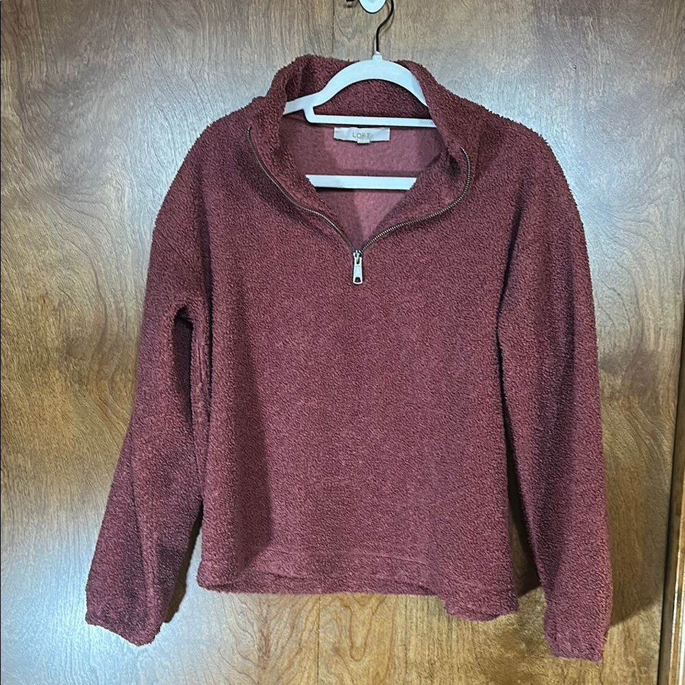 LOFT Burgundy Half-Zip Sweatshirt